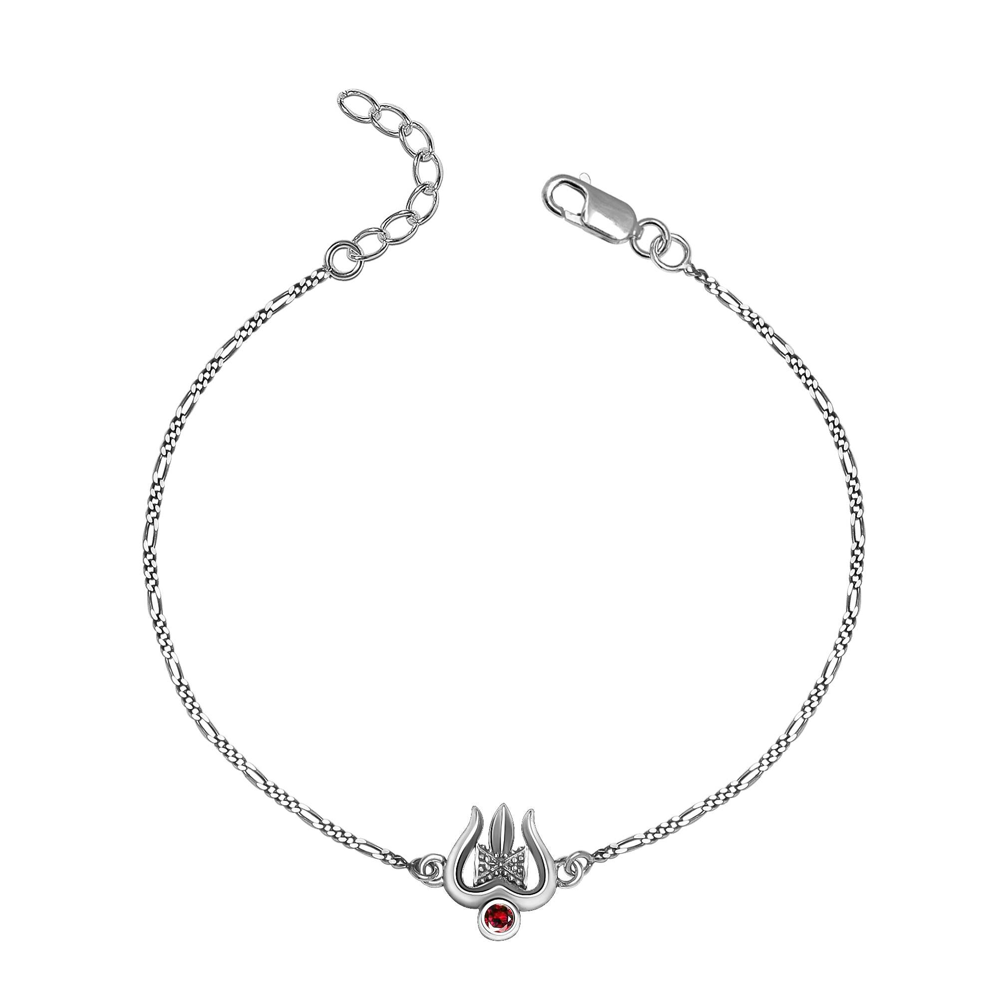 925 Sterling Silver Antique Shiva Trishul Quirky Rakshabandhan Rakhi Bracelet for Men and Boys