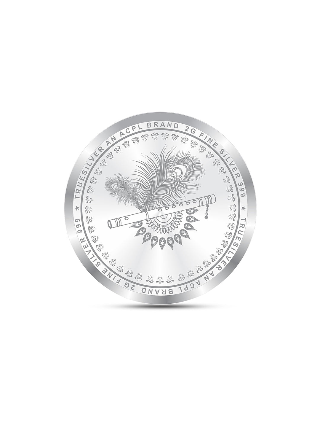 Radha Krishna 2 Gram Round Shape Silver Coin 999 Purity