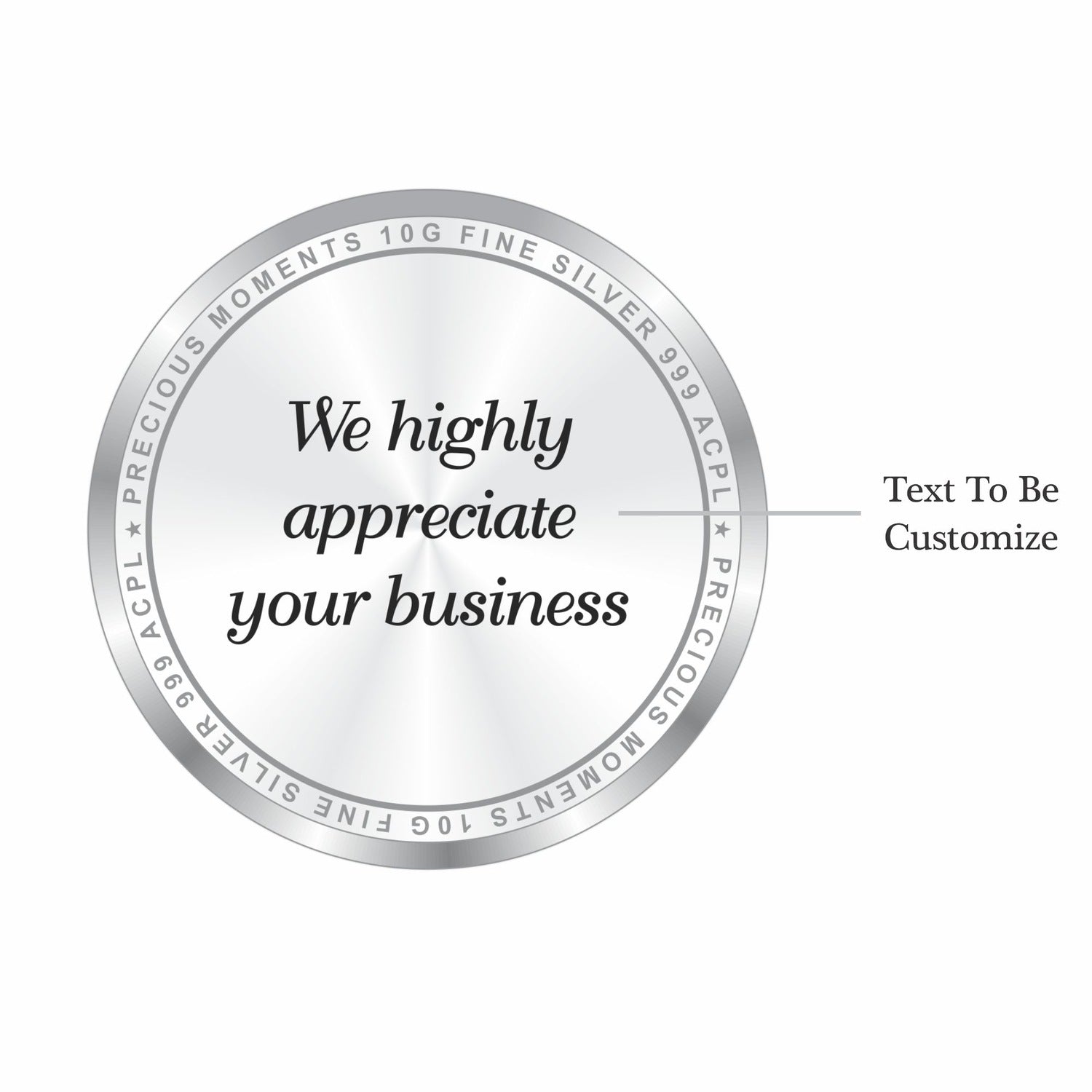 BIS Hallmarked Personalised Silver Coin For Corporate Gifting, Business Promotion, Dealer, Distributors, Return Gift, Client, 999 Pure