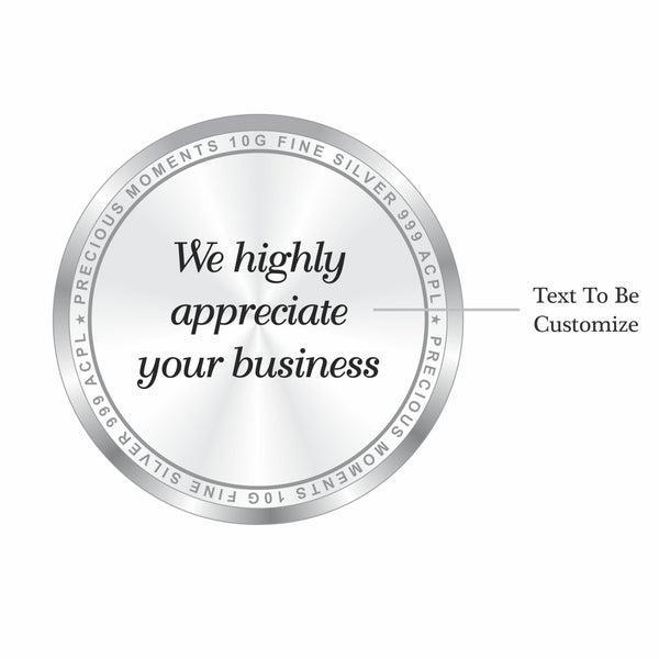 BIS Hallmarked Personalised Silver Coin For Corporate Gifting, Business Promotion, Dealer, Distributors, Return Gift, Client, 999 Pure