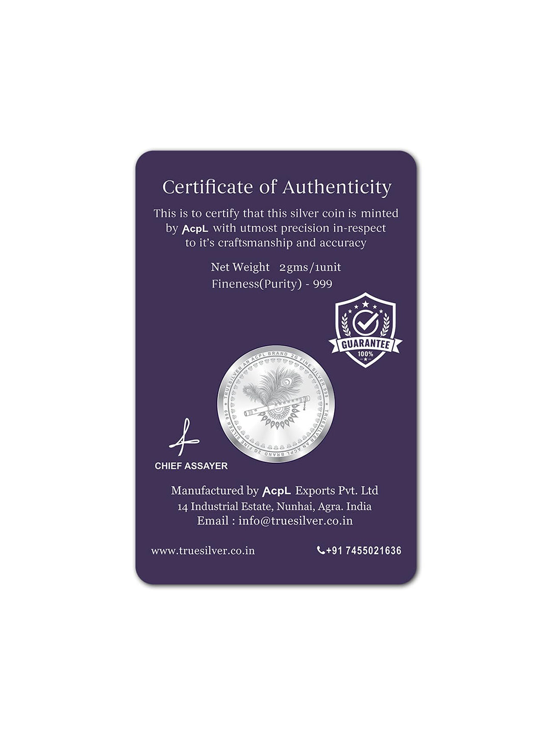 Radha Krishna 2 Gram Round Shape Silver Coin 999 Purity