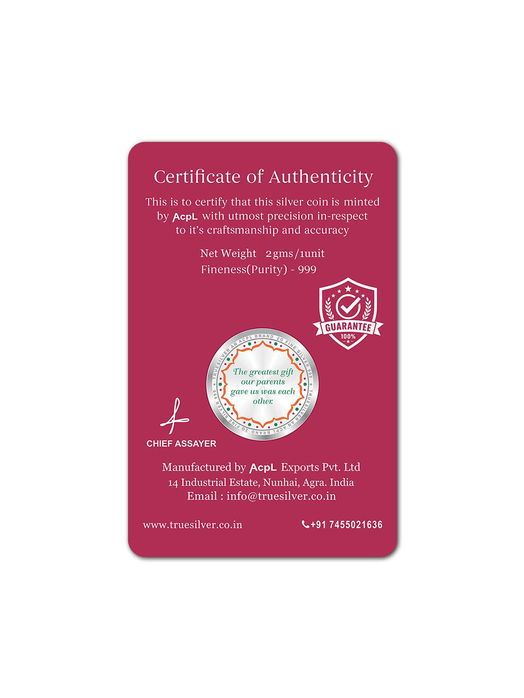 Happy Raksha Bandhan Gram Silver Coin 999 Pure