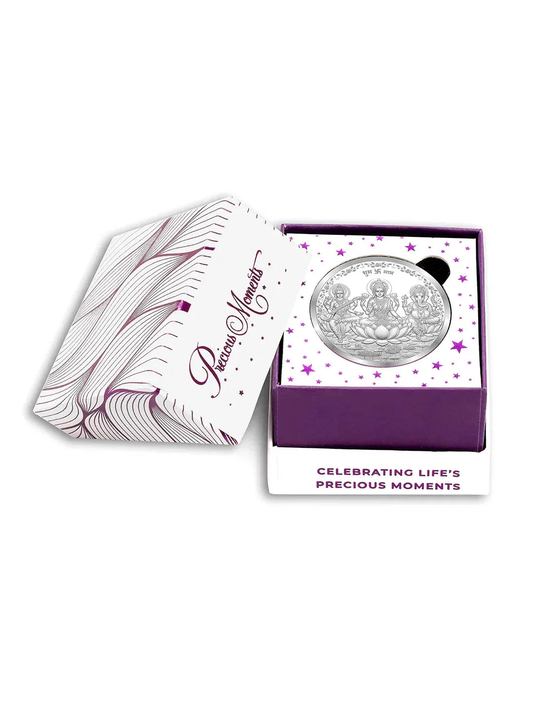 BIS Hallmarked Laxmi Ganesh & Saraswati Silver Coin With 999 Purity