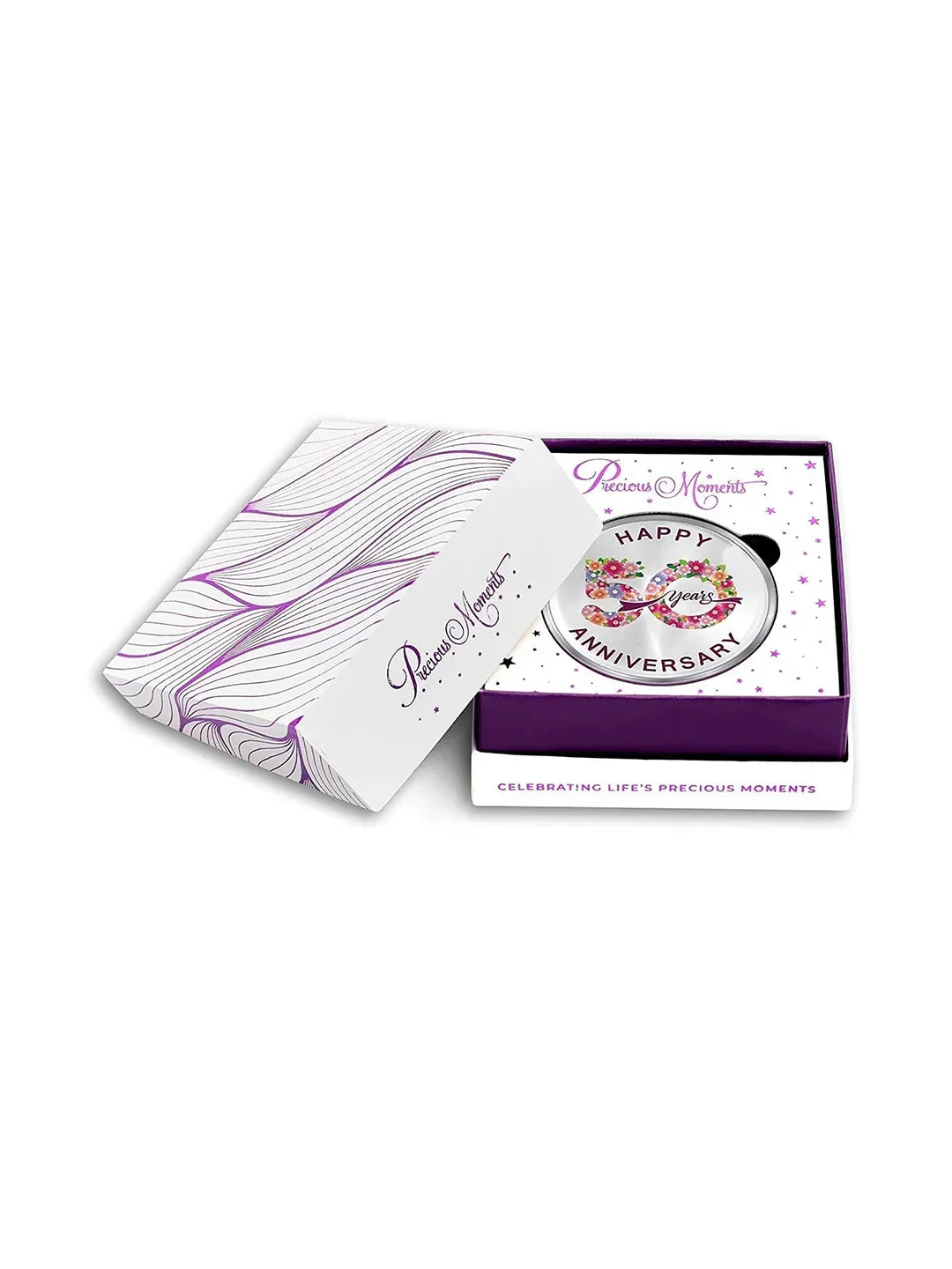 BIS Hallmarked Happy Anniversary Floral Design 999 Pure Silver Coin
