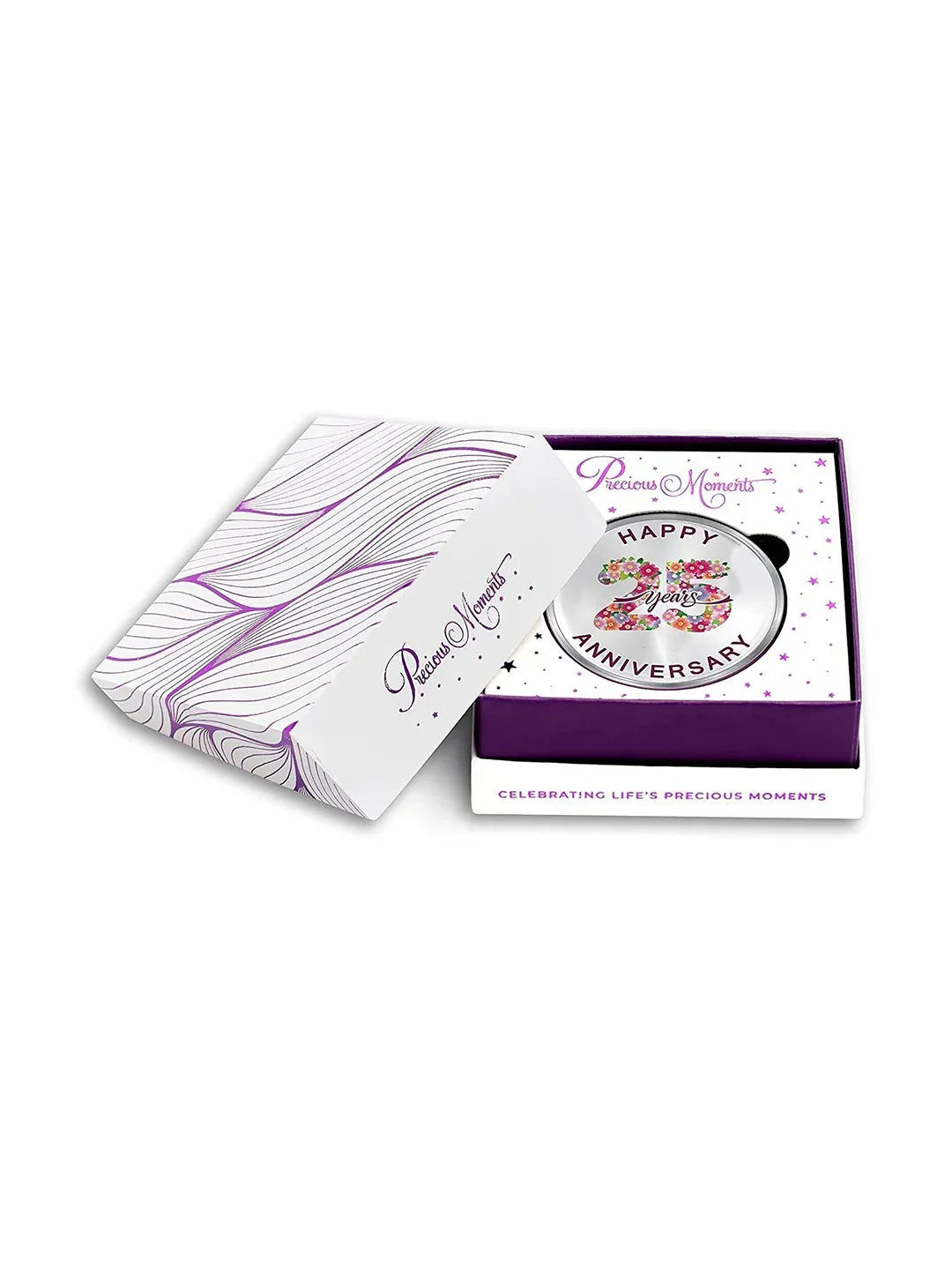 BIS Hallmarked Happy Anniversary Floral Design Silver Coin (999 Purity)