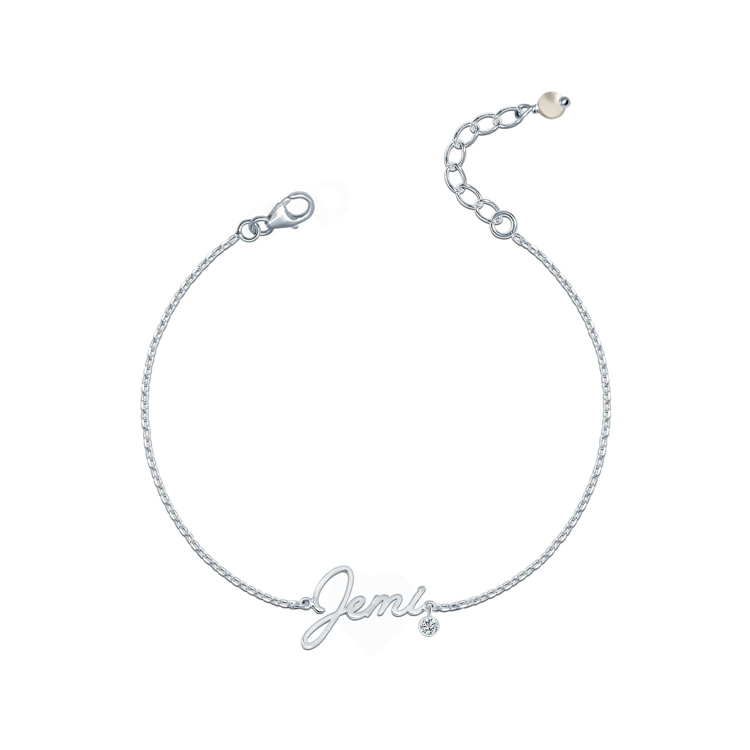 Personalised 925 Sterling Silver Name Signature Font Name Anklet for Womens and Girls (SINGLE ANKLET)