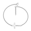 Personalised Customised 925 Sterling Silver Engraved Cross Name Bracelet for Women and Girls