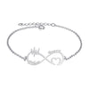 Personalised 925 Sterling Silver Infinity Name Heartbeat Lifeline Bracelet for Teen Women