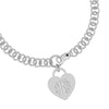 Personalised Customised 925 Sterling Silver Engraved Heart Charm Link Bracelet for Women and Girls