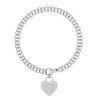 Personalised Customised 925 Sterling Silver Engraved Heart Charm Link Bracelet for Women and Girls