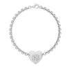 Personalised Customised 925 Sterling Silver Engraved Heart Charm Link Bracelet for Women and Girls