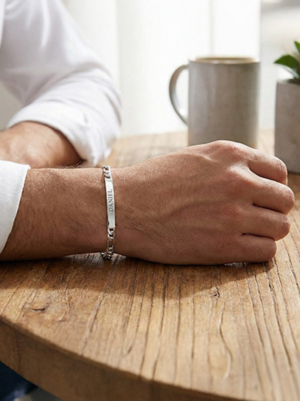 Personalized Engraved Figaro Bracelet for Men