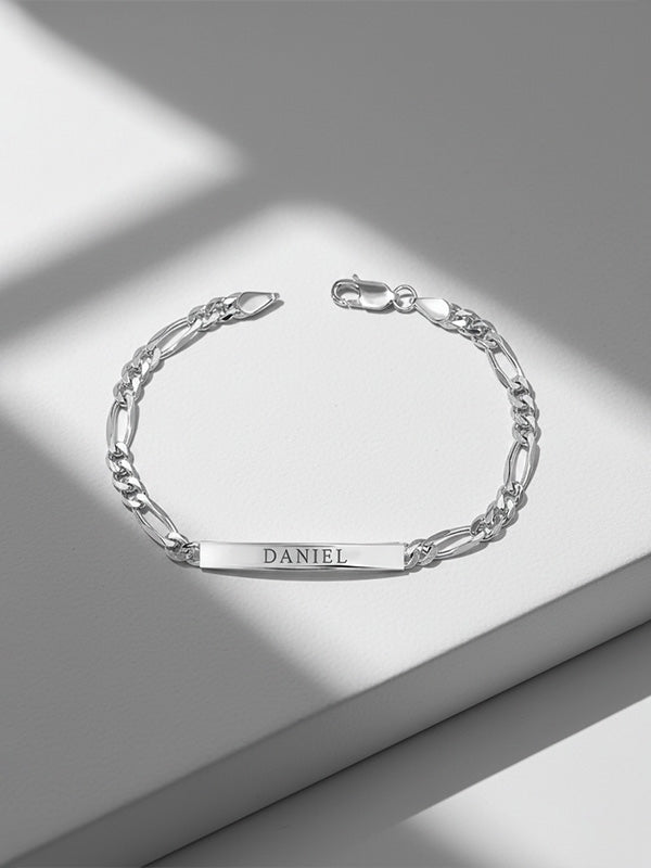 Personalized Engraved Figaro Bracelet for Men