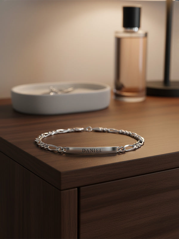 Personalized Engraved Figaro Bracelet for Men