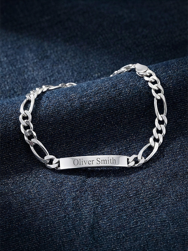 Personalized Engraved Figaro Bracelet for Men