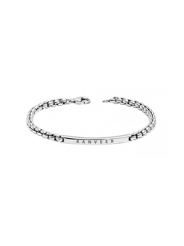 Personalised 925 Sterling Silver Engraved Name Venetian Link ID Bracelet for Men and Boys