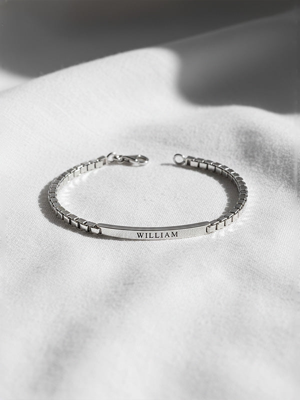 Personalized Box Chain ID Bracelet for Men