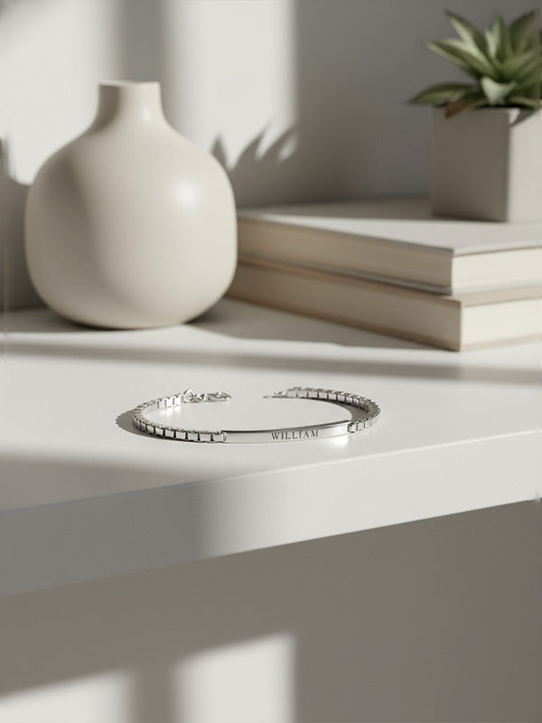 Personalized Box Chain ID Bracelet for Men