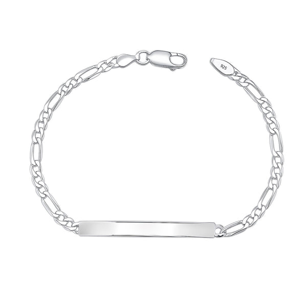 925 Sterling Silver Figaro Link ID Bracelet With Raksha Bandhan Gift Box For Brother