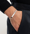 925 Sterling Silver Curb Link ID Bracelet for Men