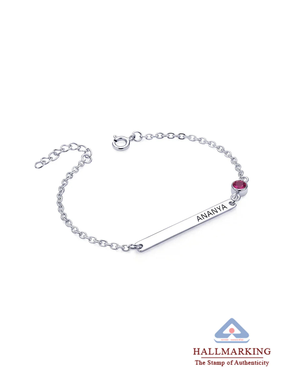Personalized Name Birthstone Bar Bracelet