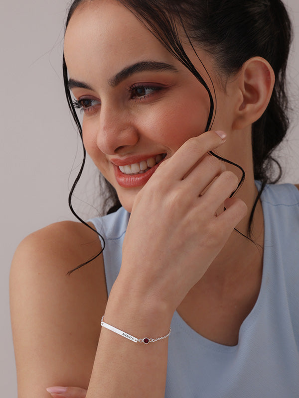 Nima Personalized Birthstone Bar Women's Bracelet