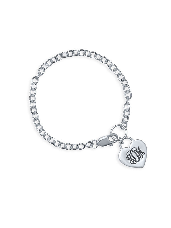 Personalized Heart Charm Link Bracelet