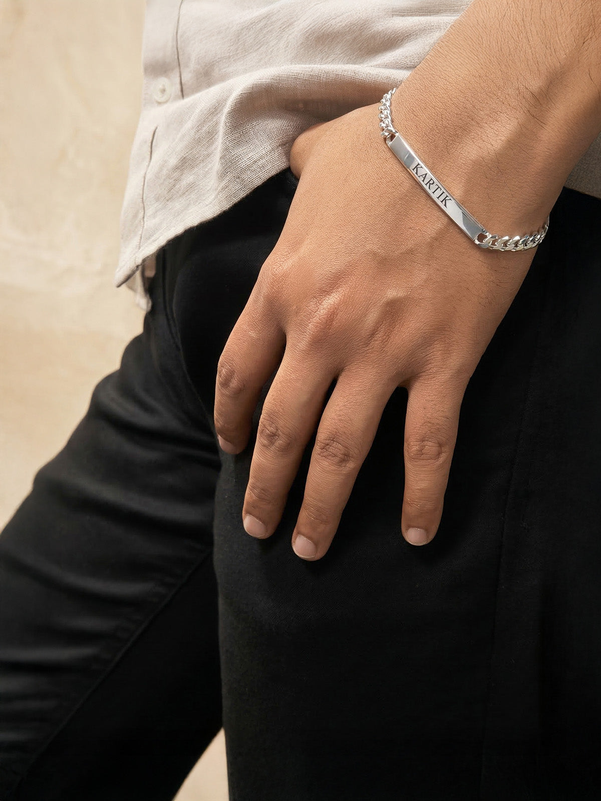 Personalized Engraved Curb Bracelet for Men