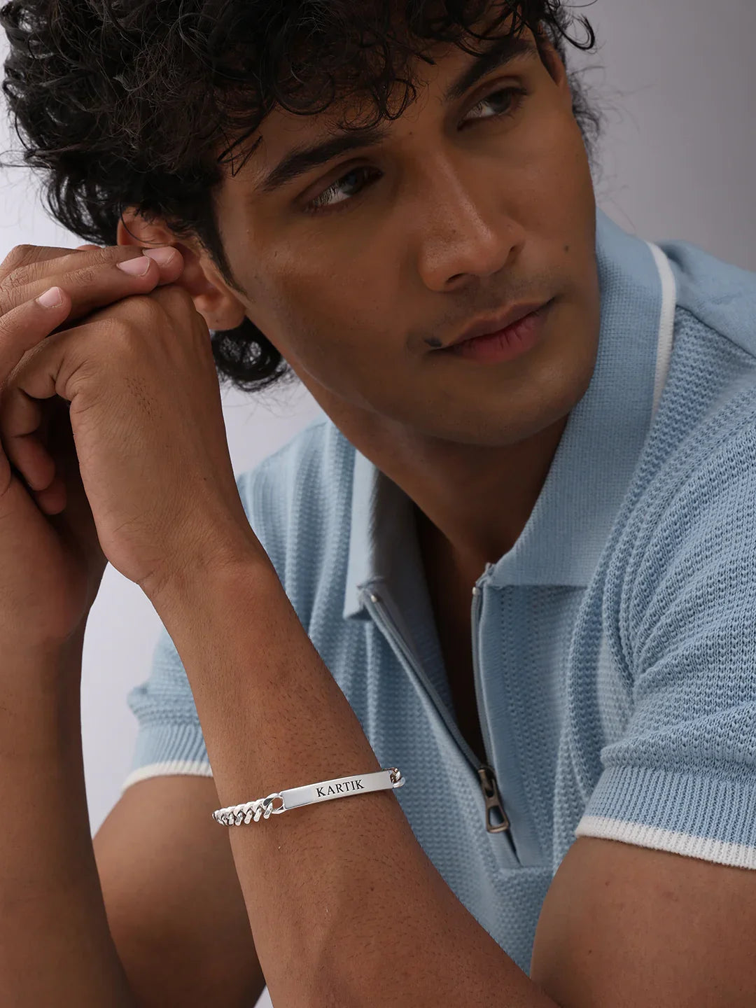 Personalized Engraved Curb Bracelet for Men