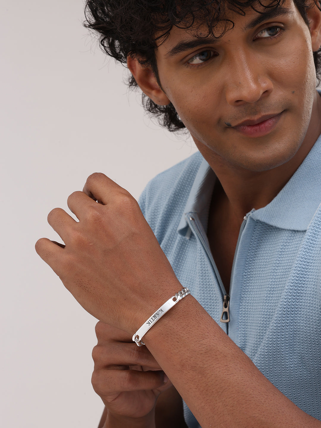 Personalized Engraved Curb Bracelet for Men