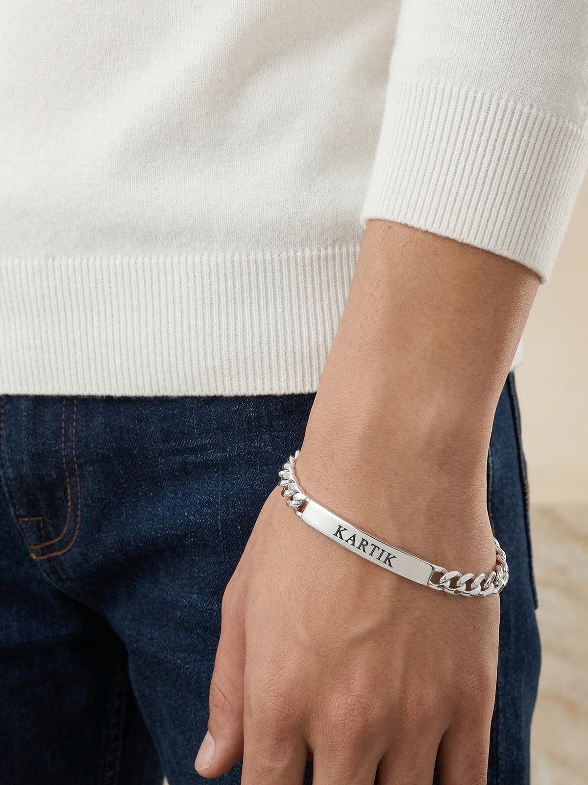 Personalized Engraved Curb Bracelet for Men