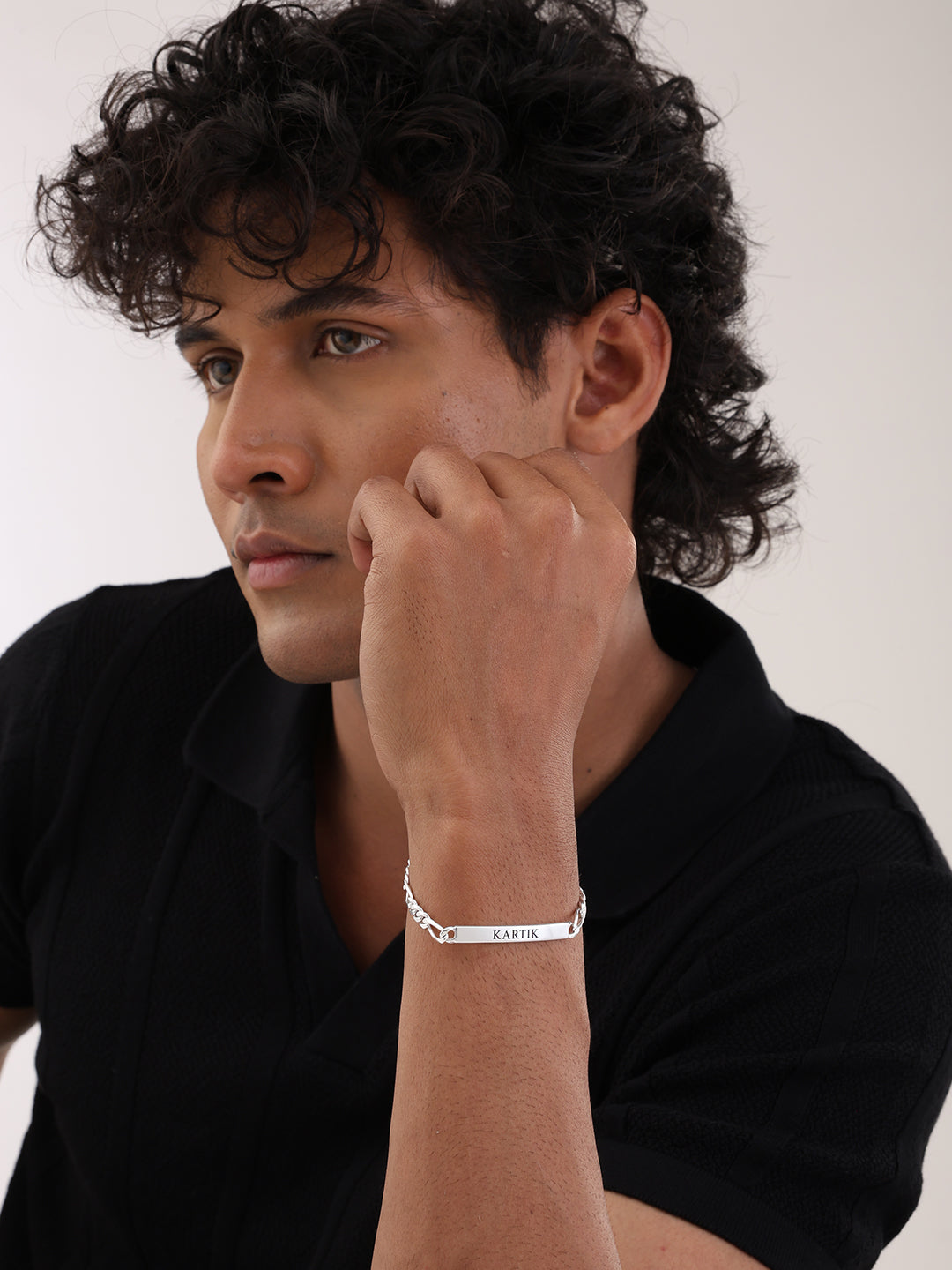 Personalized Engraved Figaro Bracelet for Men