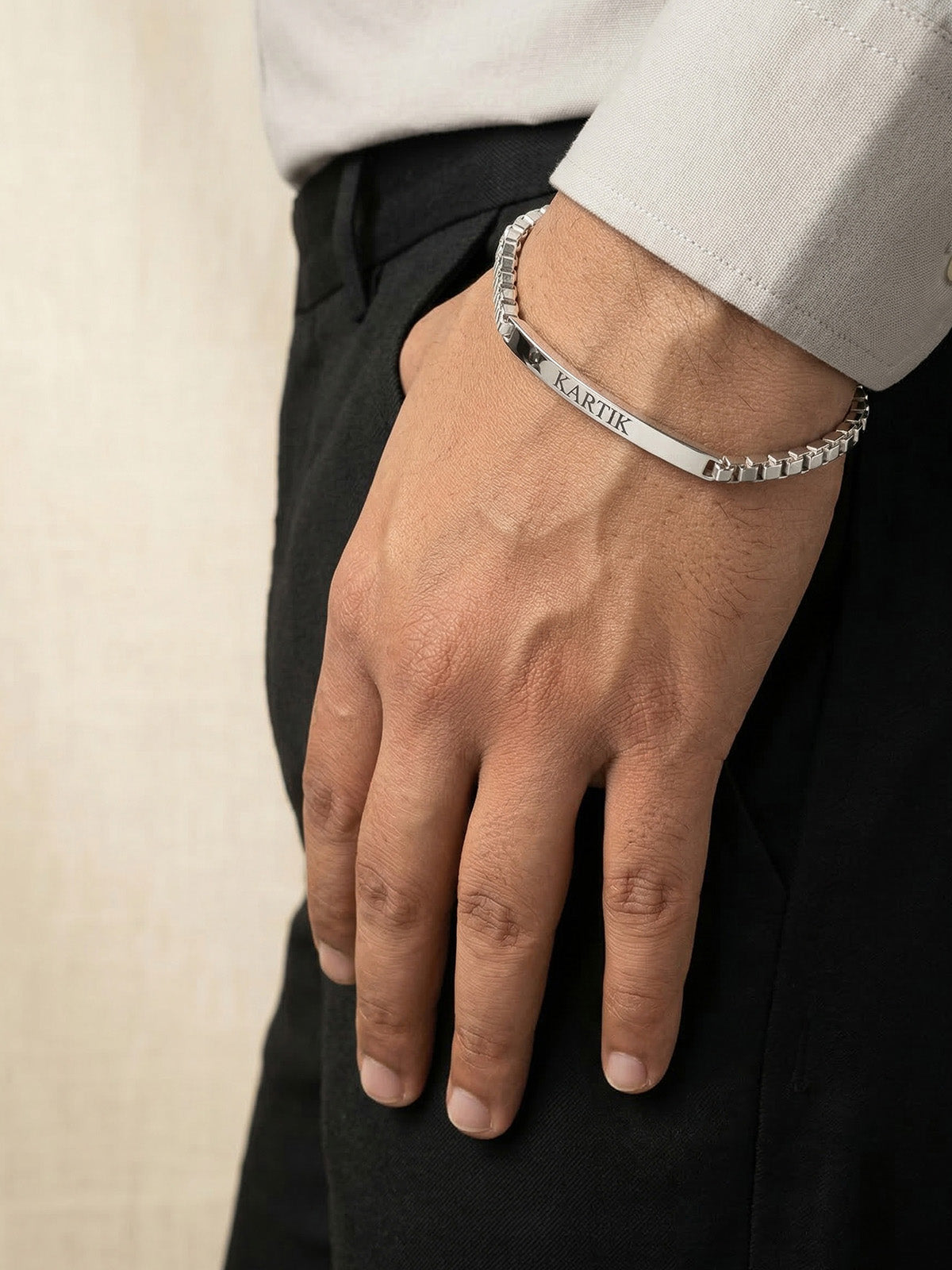 Personalized Box Chain ID Bracelet for Men