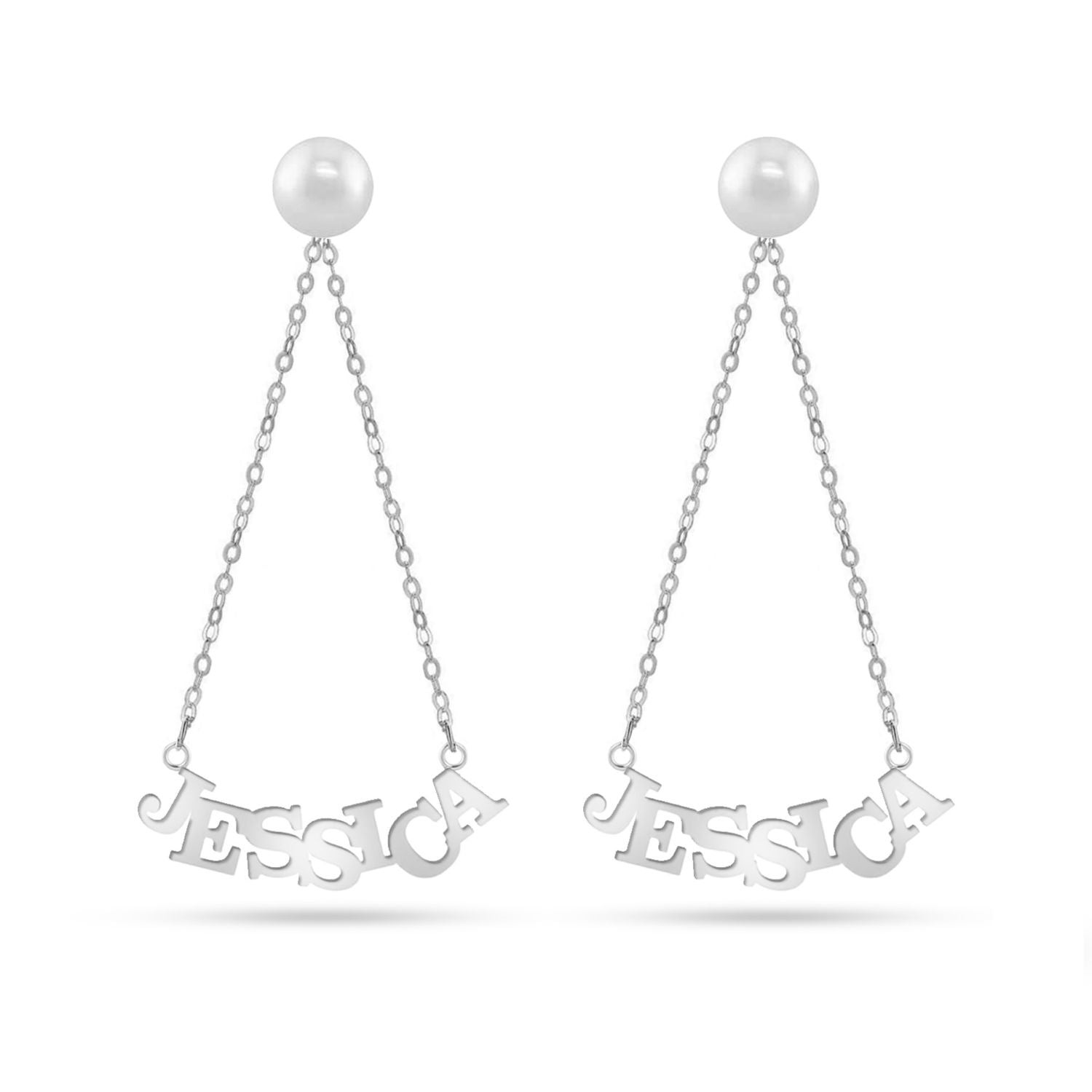 Personalised 925 Sterling Silver Name Dangler Earrings for Teen Women