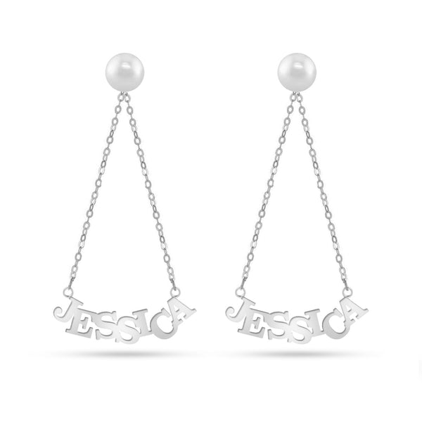 Personalised 925 Sterling Silver Name Dangler Earrings for Teen Women