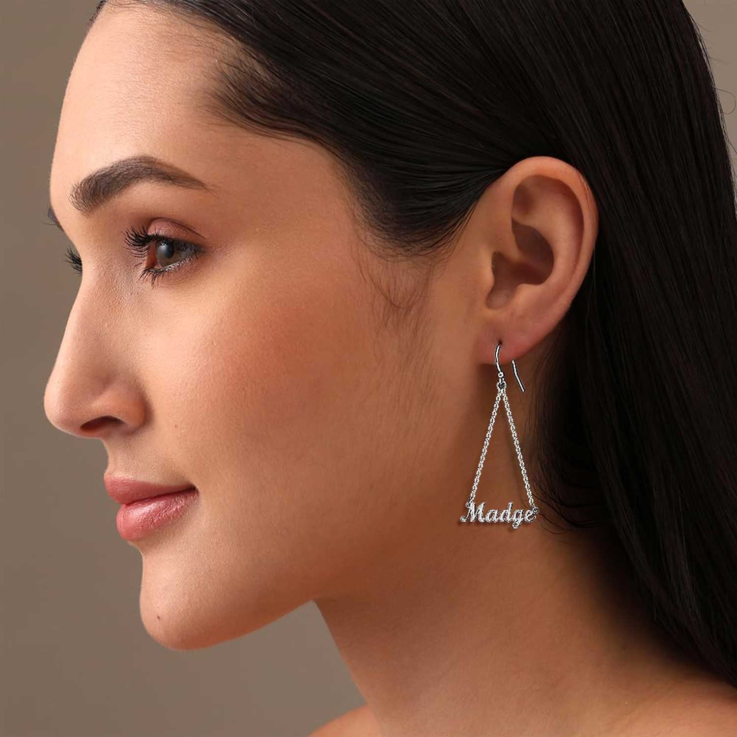 Personalised 925 Sterling Silver Name Dangler Earrings for Teen Women
