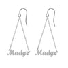 Personalised 925 Sterling Silver Name Dangler Earrings for Teen Women