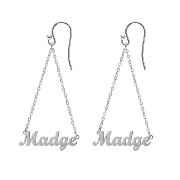 Personalised 925 Sterling Silver Name Dangler Earrings for Teen Women