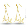 Personalised 925 Sterling Silver Gold Plated Initial Tassel Dangler Earrings for Teen Women