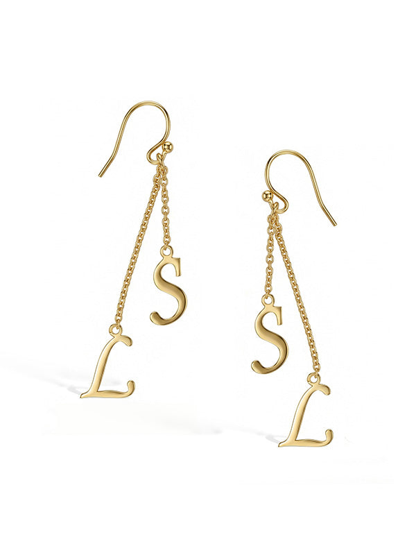 Personalized Gold Initial Tassel Earrings