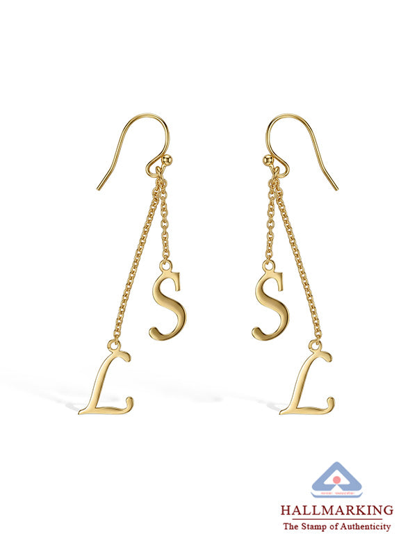 Personalized Gold Initial Tassel Earrings