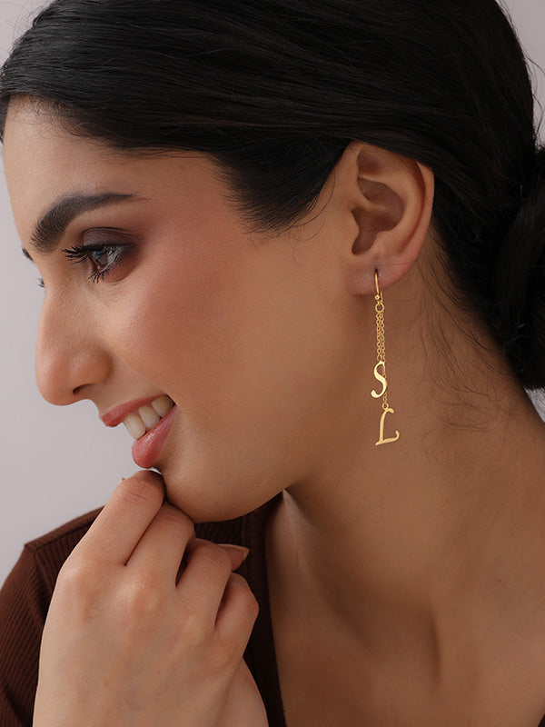 Personalized Gold Initial Tassel Earrings