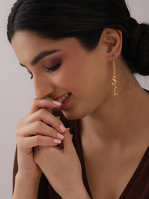 Personalized Gold Initial Tassel Earrings