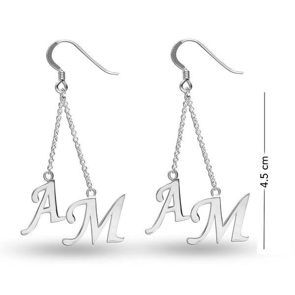 Personalised 925 Sterling Silver Initial Tassel Dangler Earrings for Teen Women