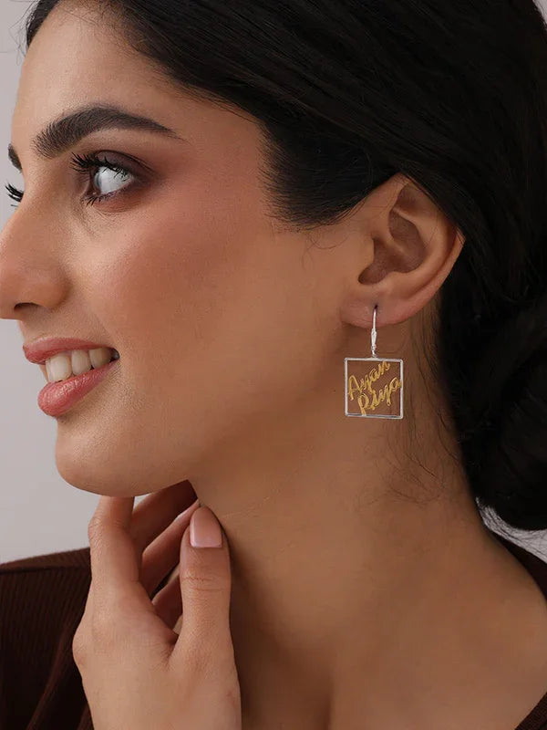Personalized Two-Tone Couple Name Earrings