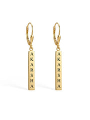 Personalized Gold Engraved Tag Earrings