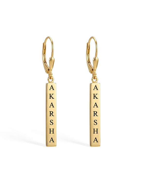 Personalized Gold Engraved Tag Earrings