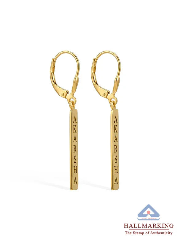 Personalized Gold Engraved Tag Earrings