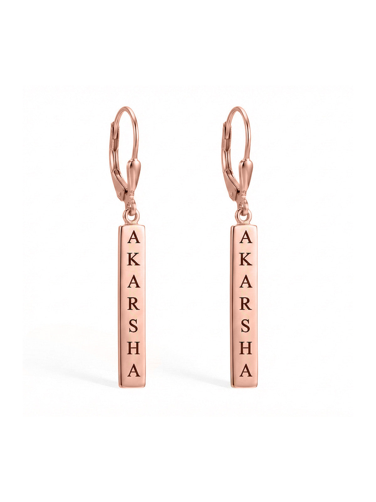 Personalized Rose Gold Engraved Tag Earrings