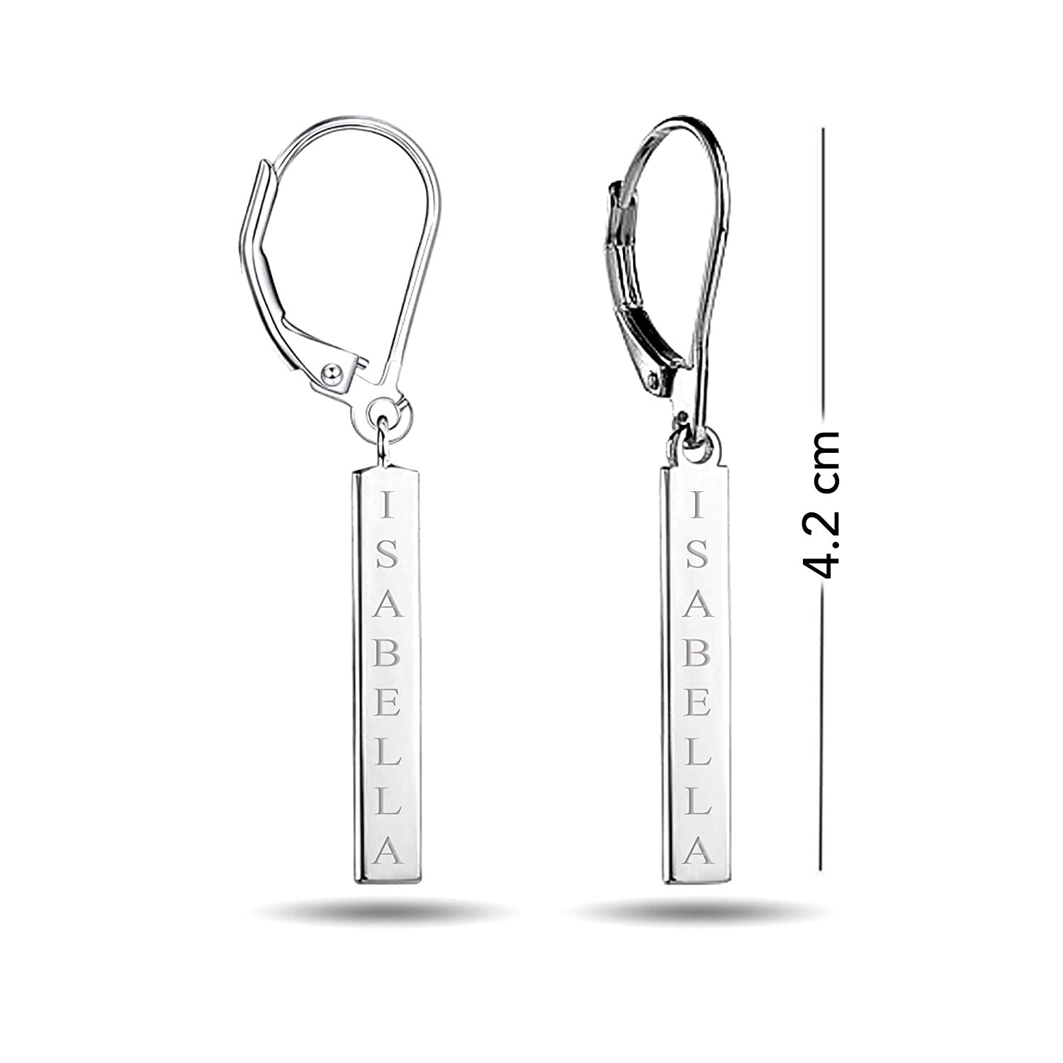Personalised 925 Sterling Silver Engraved Tag Earrings for Teen Women